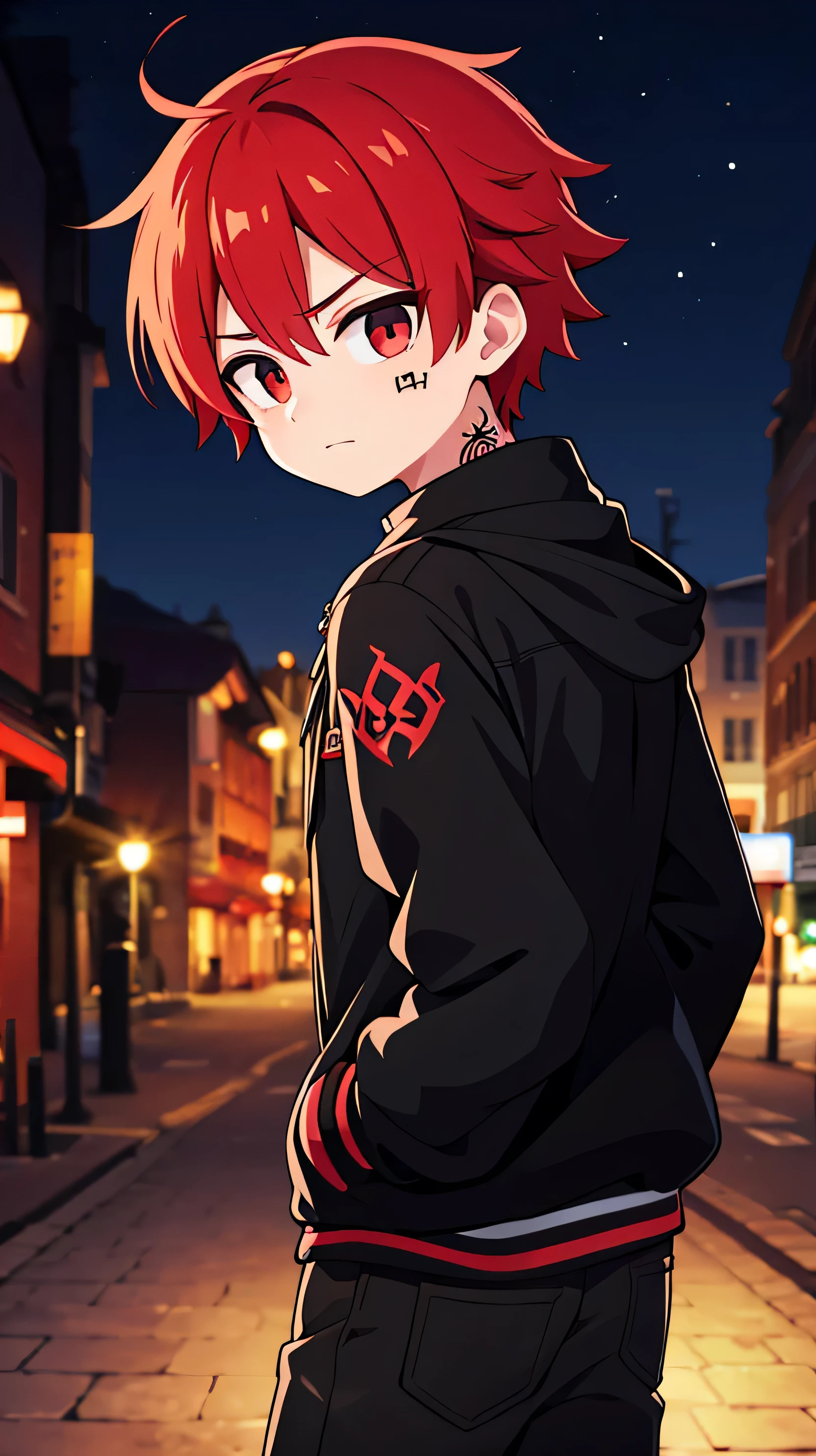 A cartoon image of a man with red hair and a black jacket - SeaArt AI