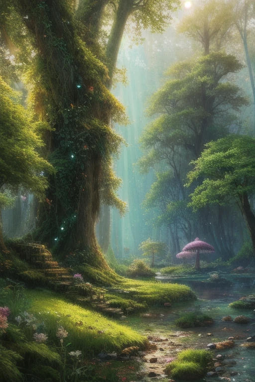 masterpiece, best quality, high quality,extremely detailed CG unity 8k wallpaper, An enchanting and dreamy scene of a fantasy forest, with towering trees, glowing mushrooms, and hidden fairy glens, creating a sense of mystique and enchantment, artstation, digital illustration, intricate, trending, pastel colors, oil paiting, award winning photography, Bokeh, Depth of Field, HDR, bloom, Chromatic Aberration ,Photorealistic,extremely detailed, trending on artstation, trending on CGsociety, Intricate, High Detail, dramatic, art by midjourney