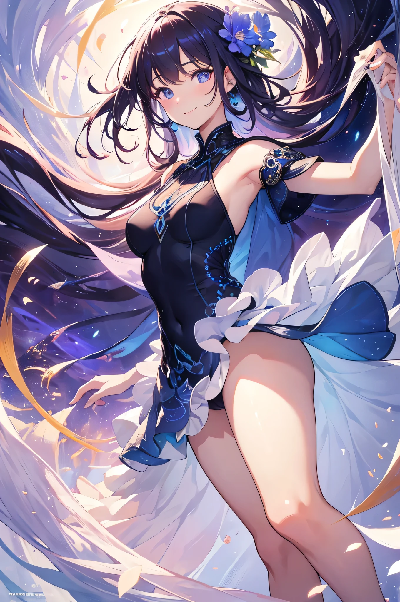 Anemone-themed artwork, ((highest quality)), High resolution, 8k, Cinematic Light, High Contrast, Written boundary depth、smile、Mysterious、Valuable、sharp、beautiful, Strong brilliance, Detailed Background, One Girl, cute, fine grain, Shining Eyes, Detailed Iris、