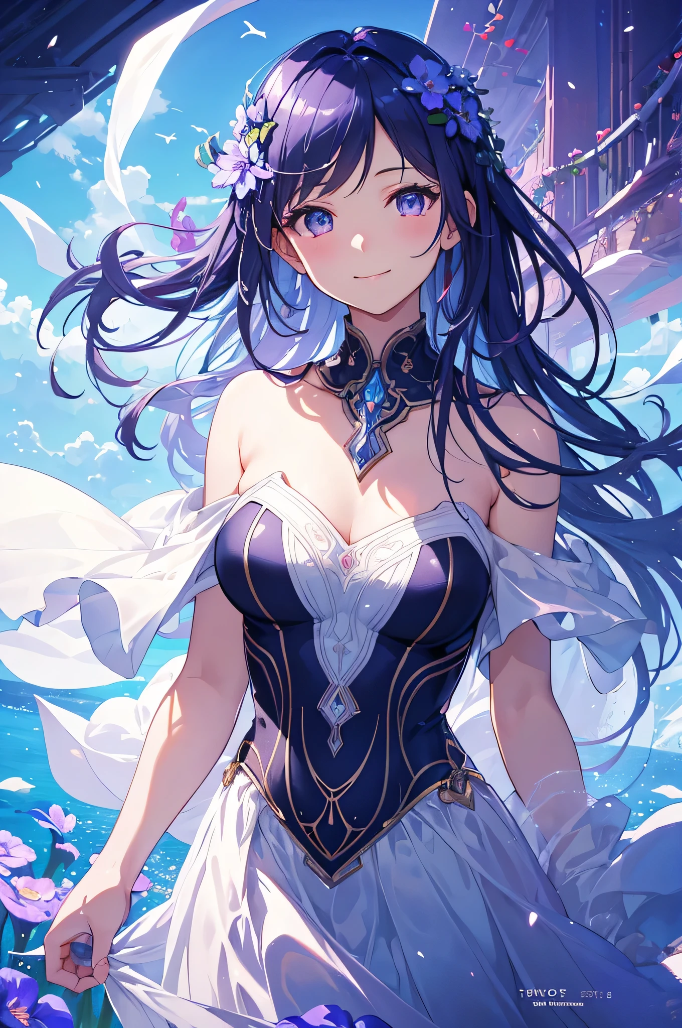 Anemone-themed artwork, ((highest quality)), High resolution, 8k, Cinematic Light, High Contrast, Written boundary depth、smile、Mysterious、Valuable、sharp、beautiful, Strong brilliance, Detailed Background, One Girl, cute, fine grain, Shining Eyes, Detailed Iris、