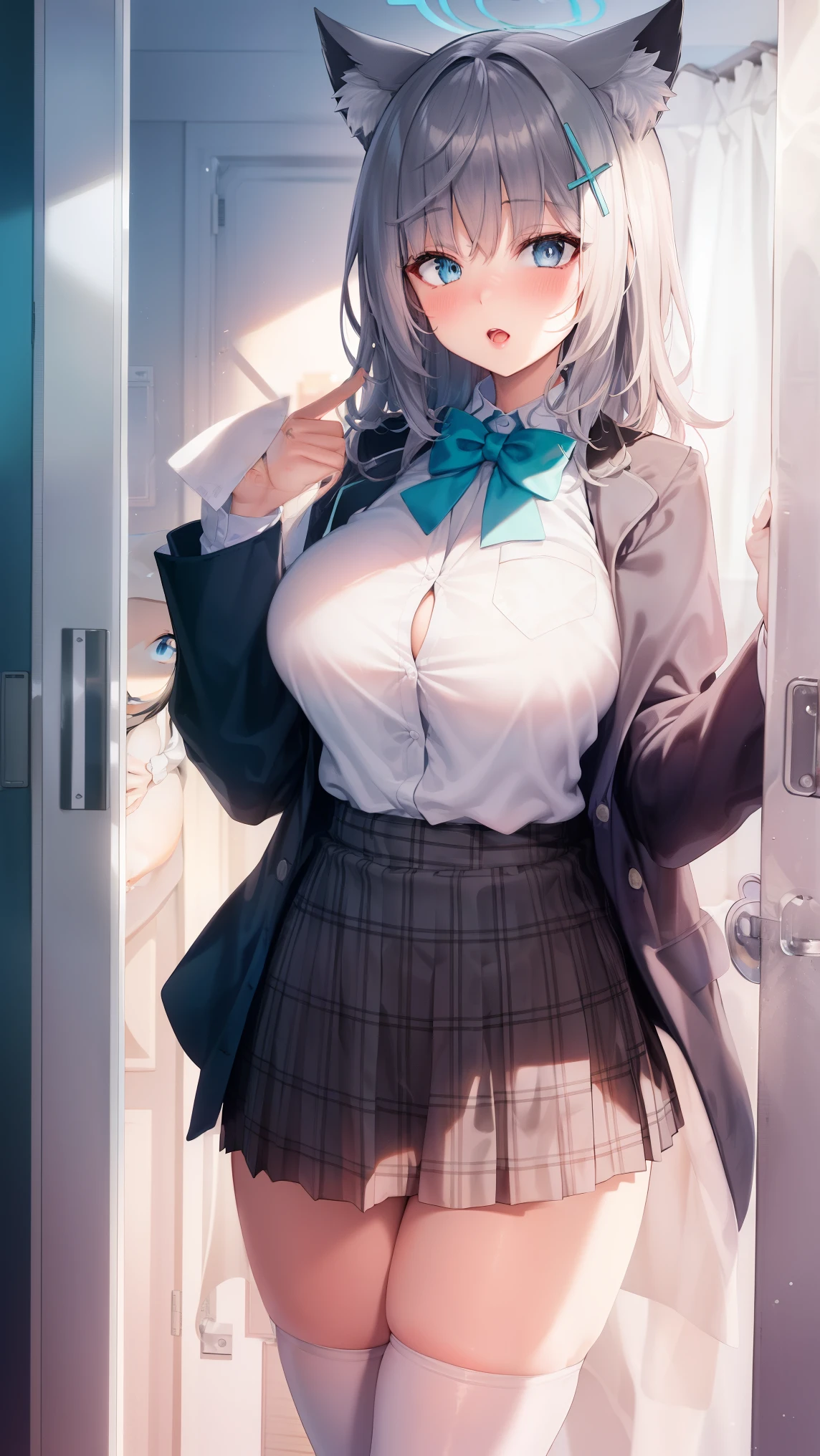(masterpiece: 1.3), (Maximum resolution: 1.2), (Ultra High Definition TV: 1.2), Cinematic Light, 8k resolution, Detailed facial features , (Sharp focus: 1.2), (Focus on the face:1.2),Perfect Style, Beautiful Face, Acura, Anatomically correct, Highly detailed face and skin texture, Beautiful Eyes,Beautiful Eyes, Thin eyebrows, Glitter Eyeliner: 1 Natural Cheeks, Glowing Skin, Fair skin: 1.2, (Glossy Lips: 1.4),、 (Embarrassed look: 1.2),Highly detailed face and skin texture, Natural Cheeks, , Glossy Lips: 1.4,Perfect Style、Cleavage、Soft Breasts、(Semen on chest:1.4)(Cum on thighs 1.2)、 Overflowing sperm、Dripping Semen、Drenched in sweat、Wet clothes、blush、A humiliating look、Anxious expression、Frightened expression、Embarrassed look、Glare、anger、sorrow、tears、Open your knees、Spread your legs、 White underwear、necklace、Disheveled clothes、White panties、sweating、Thin underwear、stockings、Age 25、 A clean-cut woman、1 person、 Upward-facing chest, Small toilet、Black Hair、blonde、Silver Hair、Blue-gray eyes、Greenish-gray eyes,(Police uniform:1.3)、Shortcuts、Glaring at me、Sexual action、Retrospective Shots、From the back, Low Angle, From behind, (Skirt Lift:1.4), ゆるくてしわのあるWhite panties,