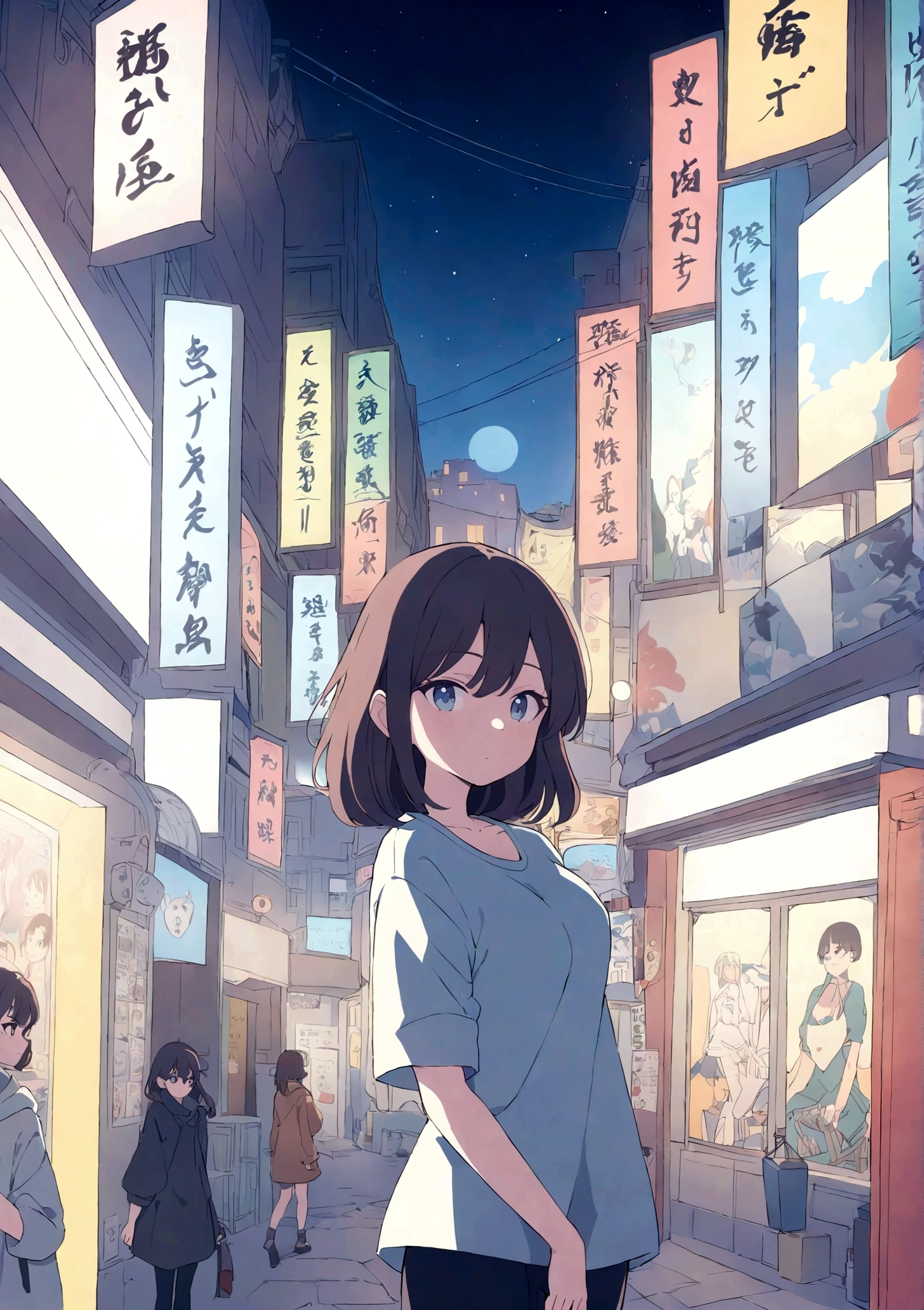 Anime girl in a city at night with bright lights, Anime drawings inspired by Makoto Shinkai, Topics on pixiv, Sequential Art, Anime Style 4k yen, Ilya Kuvshinov. 4k yen, anime art wallpaper 4k yen, anime art wallpaper 4k, Anime Art Wallpapers 8K, Makoto Shinkai style, Anime Style. 8k