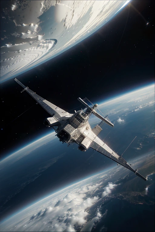 Ship flying in space 