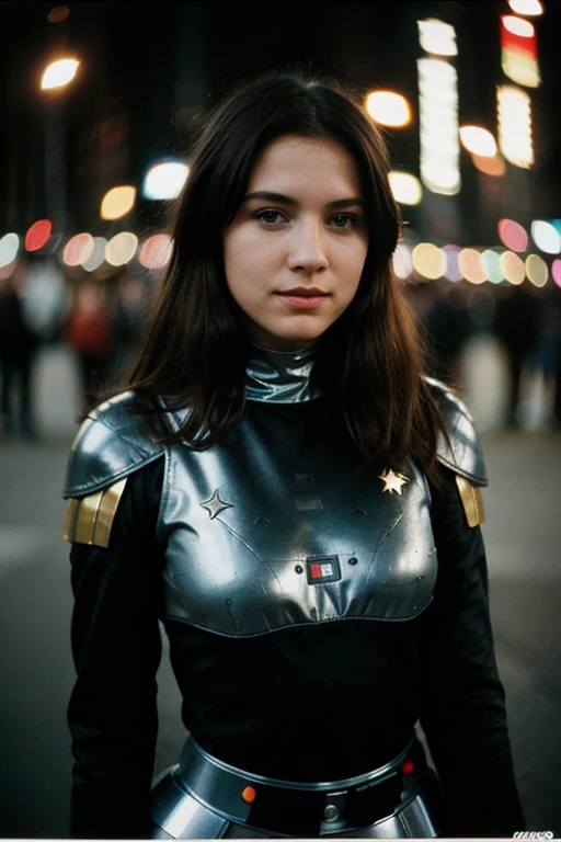 Polaroid-Foto, Nachtfoto, Foto von 24 Jahren.oh beautiful woman, blasse Haut, bokeh, Motion blur,star wars cosplay.