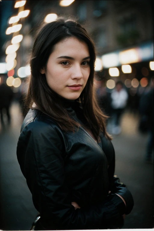 Polaroid-Foto, Nachtfoto, Foto von 24 Jahren.oh beautiful woman, blasse Haut, bokeh, Motion blur,star wars cosplay.