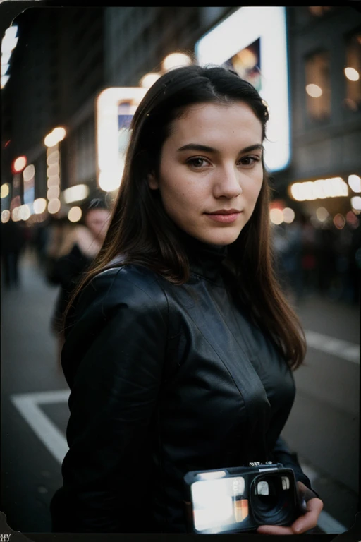 Polaroid-Foto, Nachtfoto, Foto von 24 Jahren.oh beautiful woman, blasse Haut, bokeh, Motion blur,star wars cosplay.