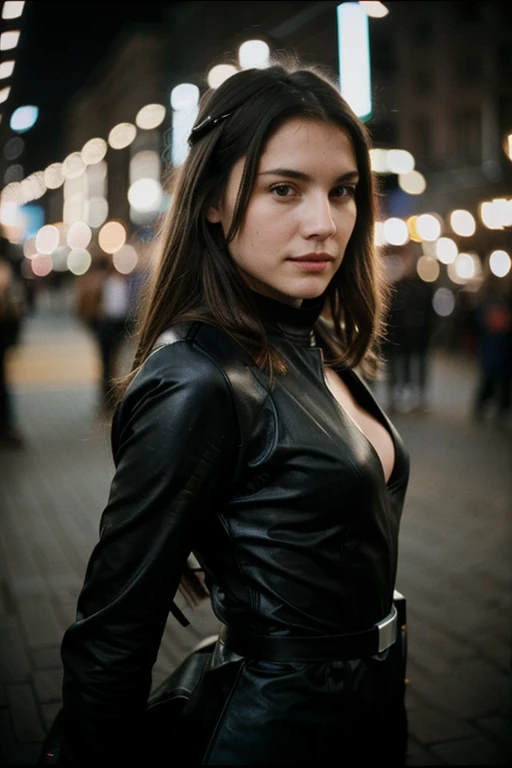 Polaroid-Foto, Nachtfoto, Foto von 24 Jahren.oh beautiful woman, blasse Haut, bokeh, Motion blur,star wars cosplay.