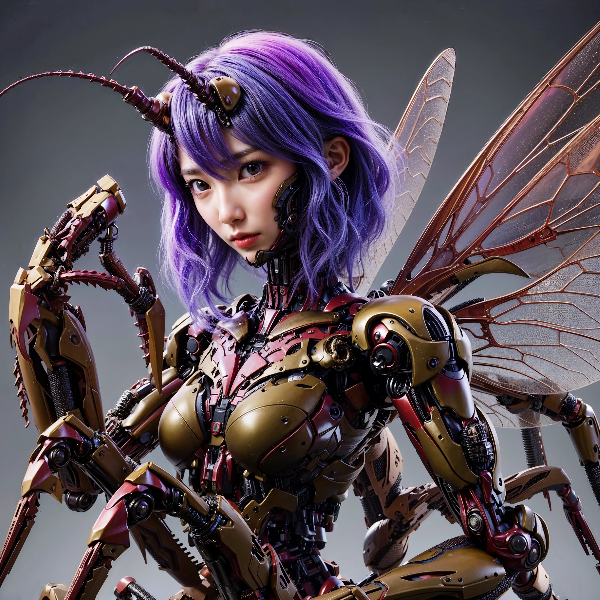 (top-quality:1.2, masterpiece), ultra high res,(Photorealsitic:1.4), (scorpion-like bio animal suit:1.3), heavy weapons,large wings, vivid textures,insect legs, red hair, glowy skin, fur,japanese girl beautiful face, ((super realistic intricate details)), full body shot, globalillumination, octan render, ultrasharp, character edge light, Details of complex ornaments, Acrylic Clear Cover, Hydraulic cylinder