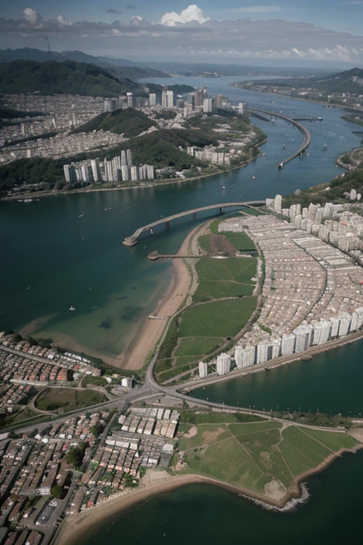 Cidade sustenta de 500 mil habitantes vista de cima 