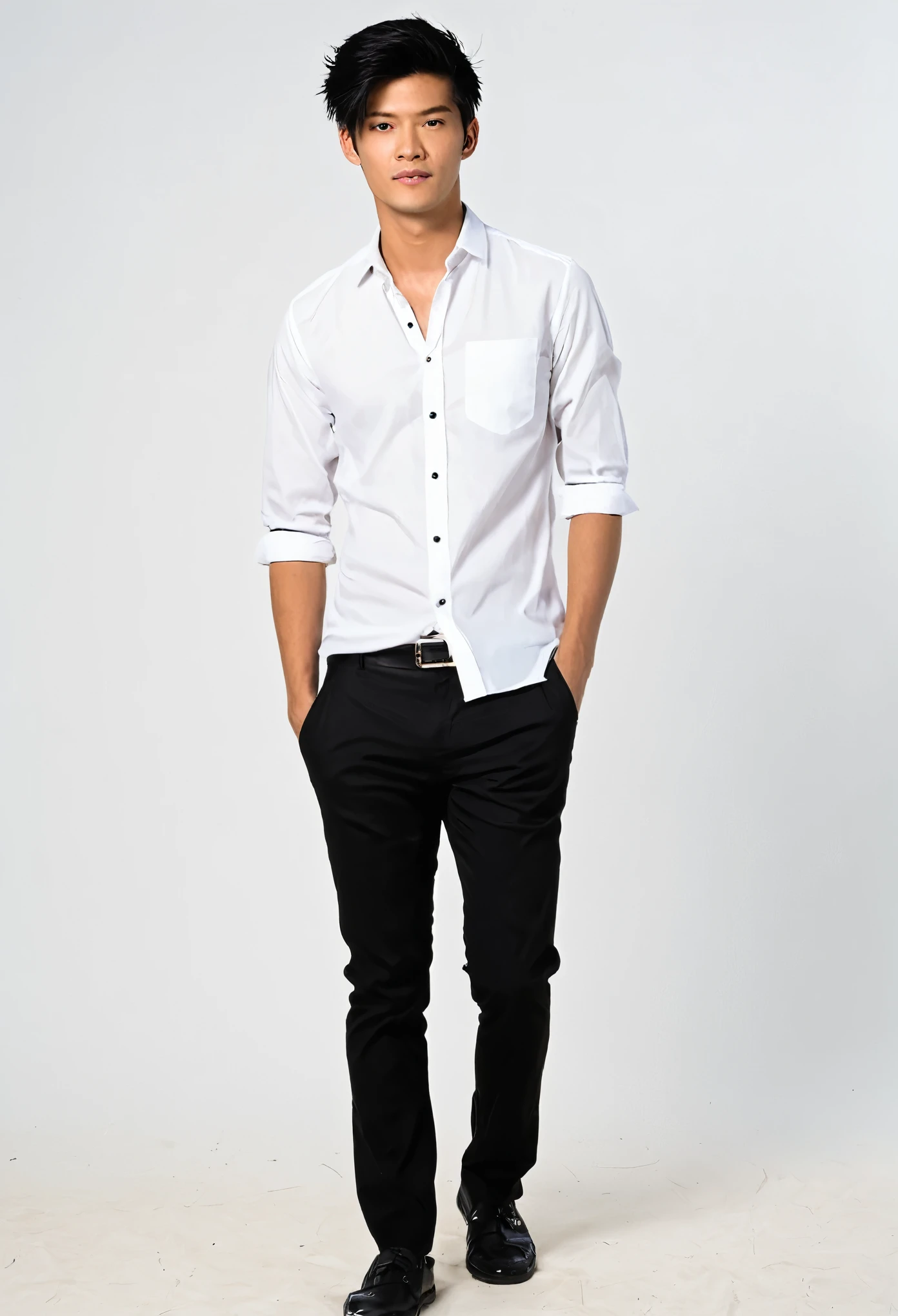 Yan, um jovem de dupla nacionalidade, Thai and Brazilian, de cabelo preto e olhos castanhos claros. Wearing a white button-down shirt and black pants, Yan has a discreet appearance, mas seu olhar determinado reflete sua incessante busca por respostas. He is meticulous and perceptive, always ready to unravel the next riddle from your mysterious past."