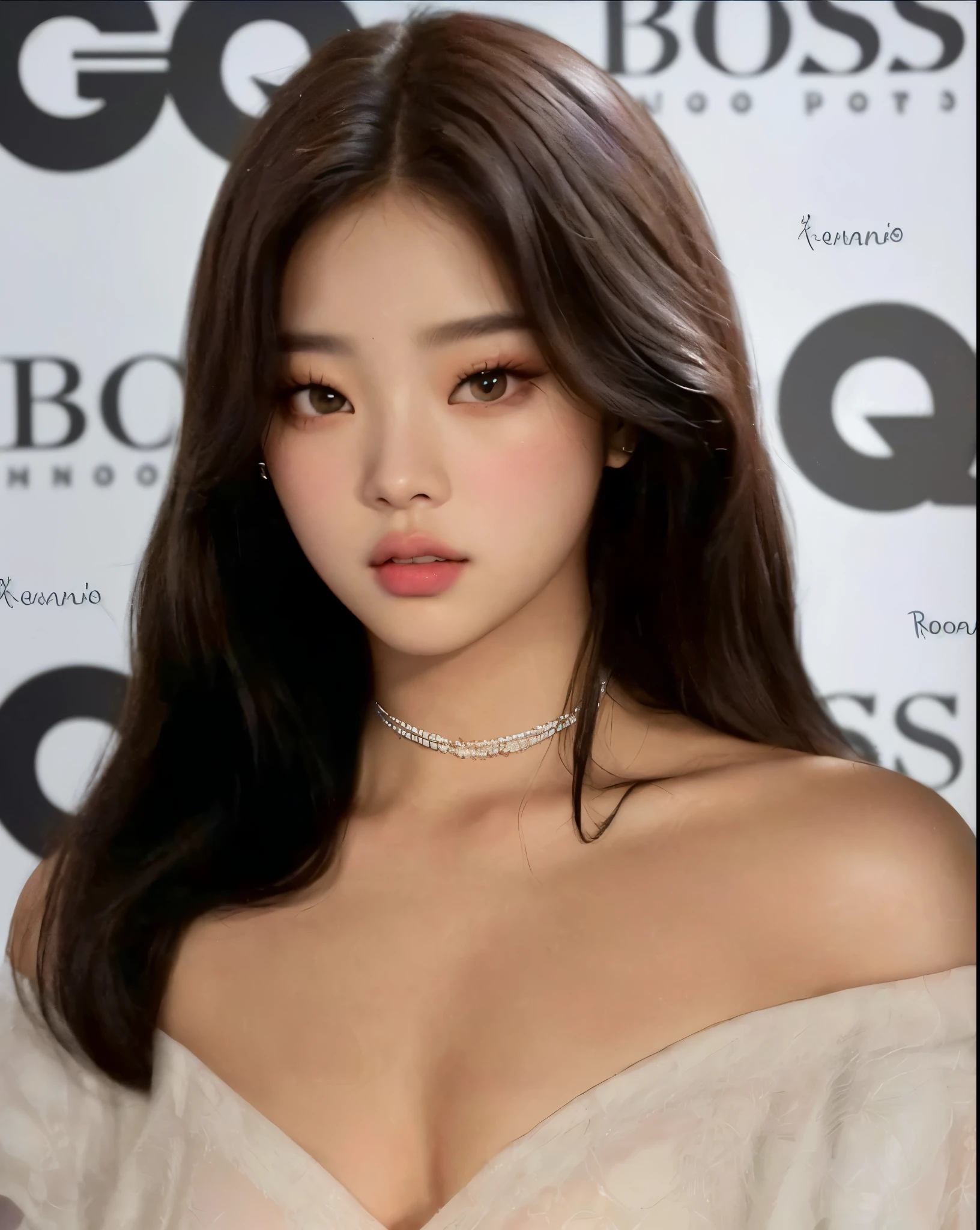 Un primer plano de una mujer con un estrangulamiento en una alfombra roja., jennie rosa negro, jossi de blackpink, portrait of jossi de blackpink, hermosa mujer surcoreana, Lalisa Manobal, kpop idol portrait, Gongbi, Korean idol, Lalisa Manoban de Blackpink, hermosa joven coreana, Jimin\los labios carnosos, cara de Jennie de blackpink, Jennie, rostro de Jennie de BlackPink