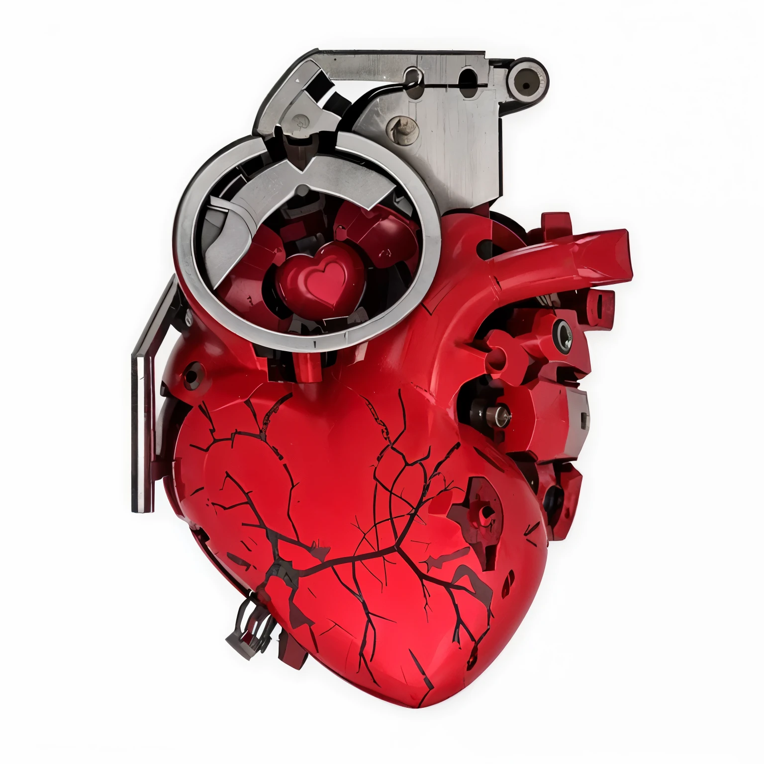 a close up of a heart with a hand grenade on it, real heart, heart operation, real heart!, human heart, mechanical heart in center, connected to heart machines, anatomically correct heart, heart effects, anatomical heart, my heart is human, broken heart, gothic deer, heart emblem on chest, organ harvesting, heart kidney lungs, (heart)