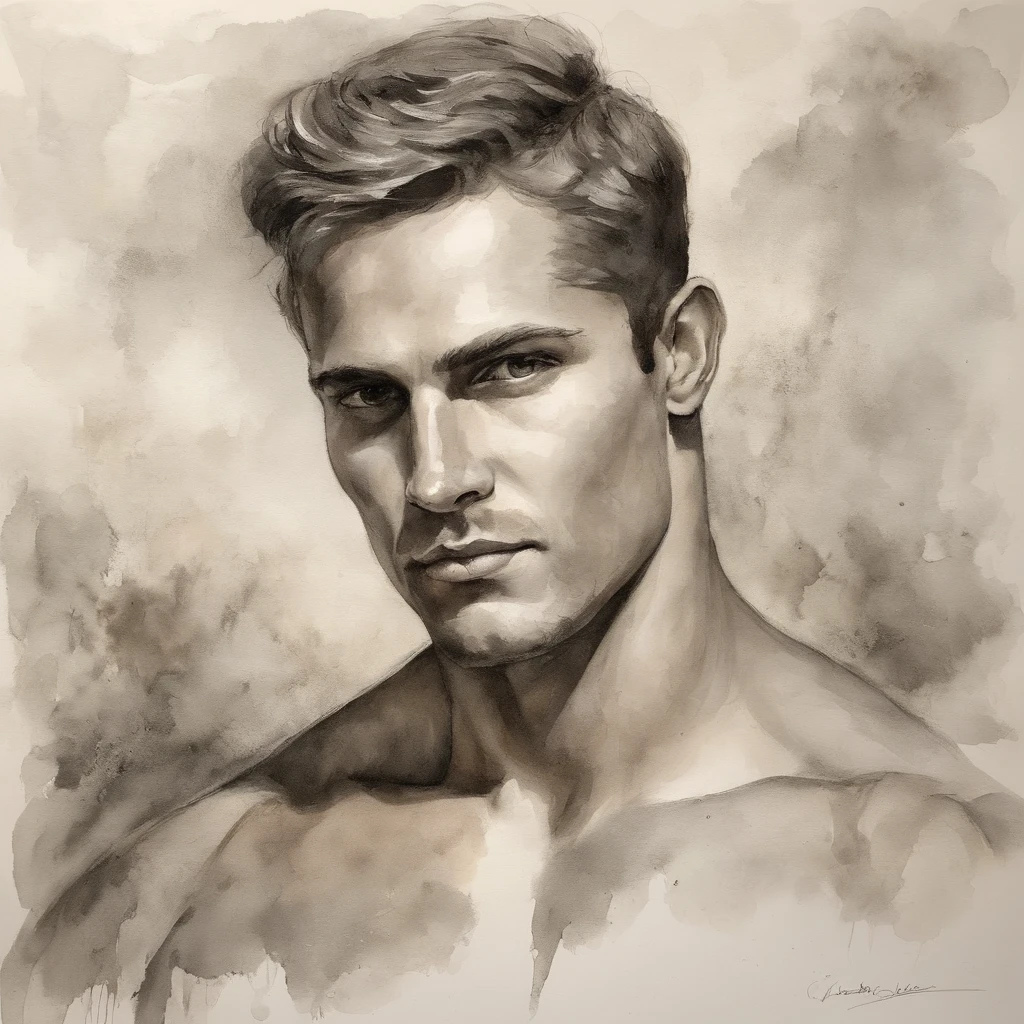 A close-up view of a handsome and sexy young man 'rosto com asas de anjo , capturado em cores , his eyes looking directly at the viewer with an intense expression, his features etched with a sense of mystery and allure, cercado por tufos de neblina, adding an ethereal touch, Escultura, Carved in marble. Homen sexy Bonito atletico beleza italiana angelical