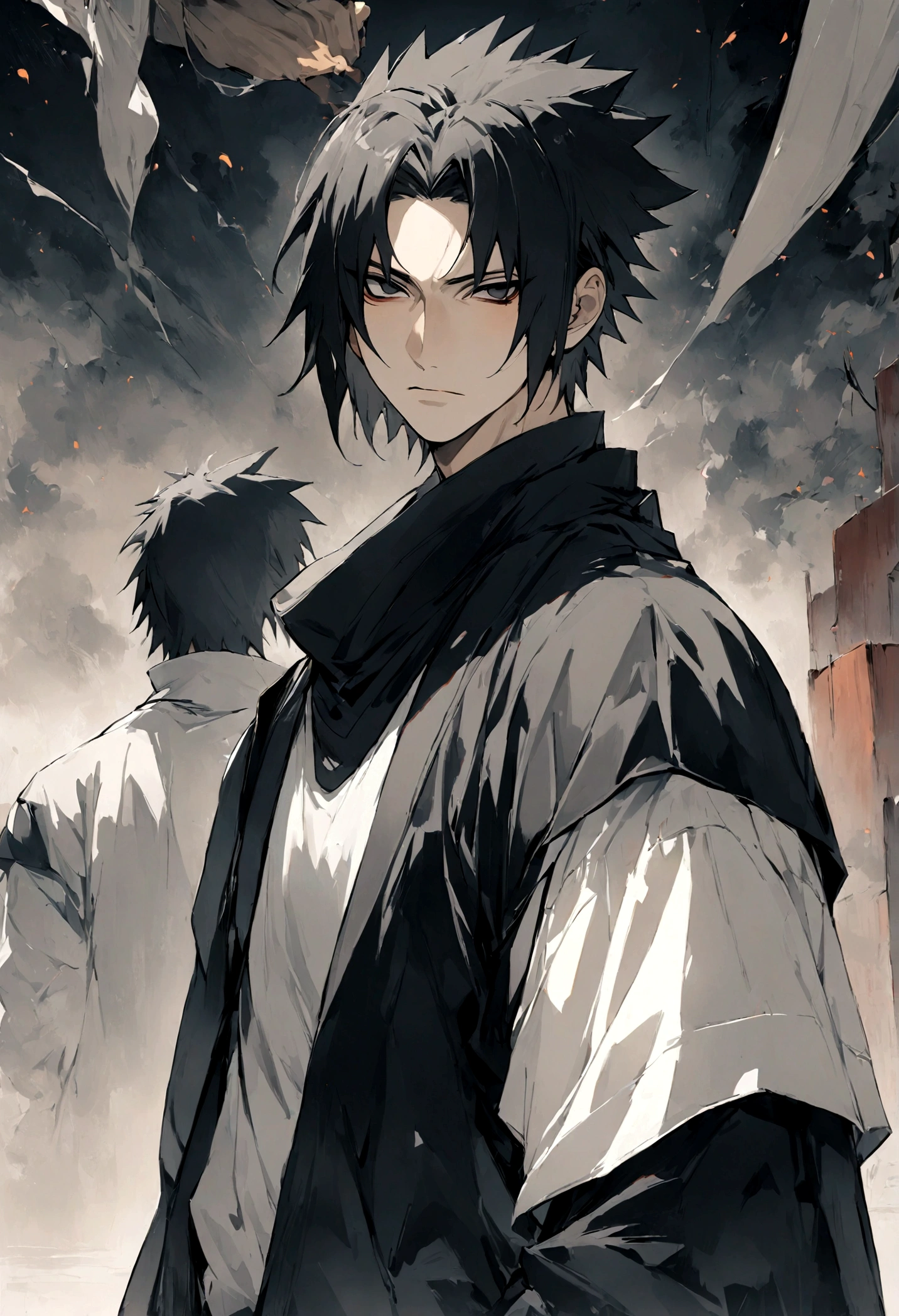 1 boy, Men's Center, sasuke uchiha,naruto, masterpiece, highest quality, so beautiful,、cool、、strongest