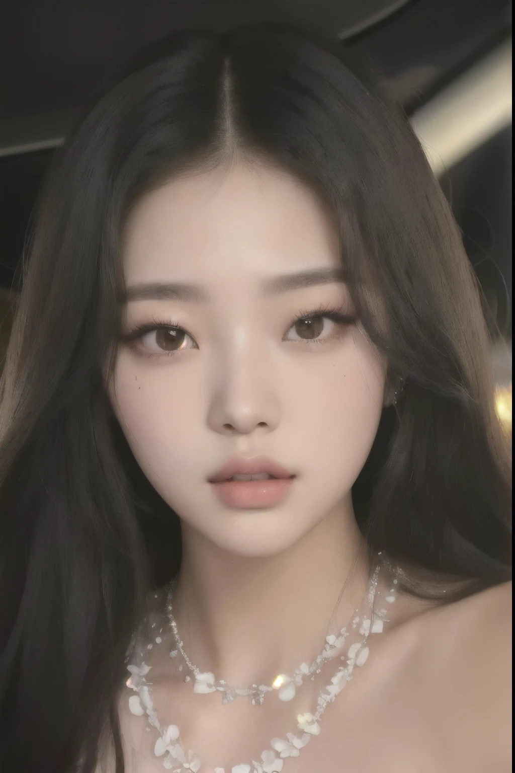 un primer plano de una mujer con cabello largo y vestido rosa, jennie rosa negro, maquillaje popular de corea del sur, portrait of jossi de blackpink, Maquillaje coreano popular, parque roseanne de blackpink, hermosa mujer surcoreana, retrato de jisoo rosa negro, jossi de blackpink, rasgos de la cara coreana, pale korean adorable face, hermosa joven coreana, female korean idol portrait, rostro de Jennie de blackpink