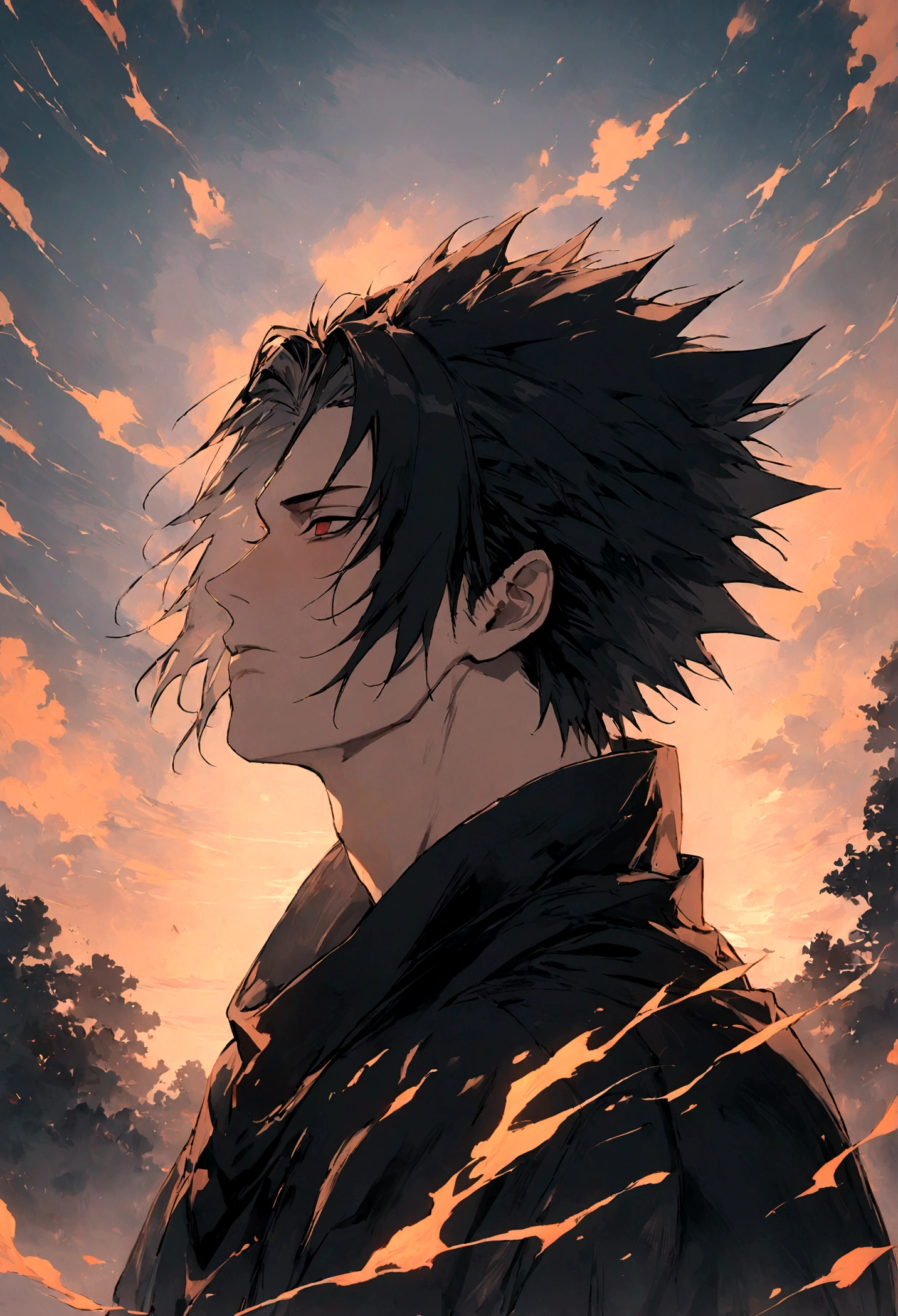 1 boy, Men's Center, sasuke uchiha,naruto, masterpiece, highest quality, so beautiful,、cool、、strongest,inflammation