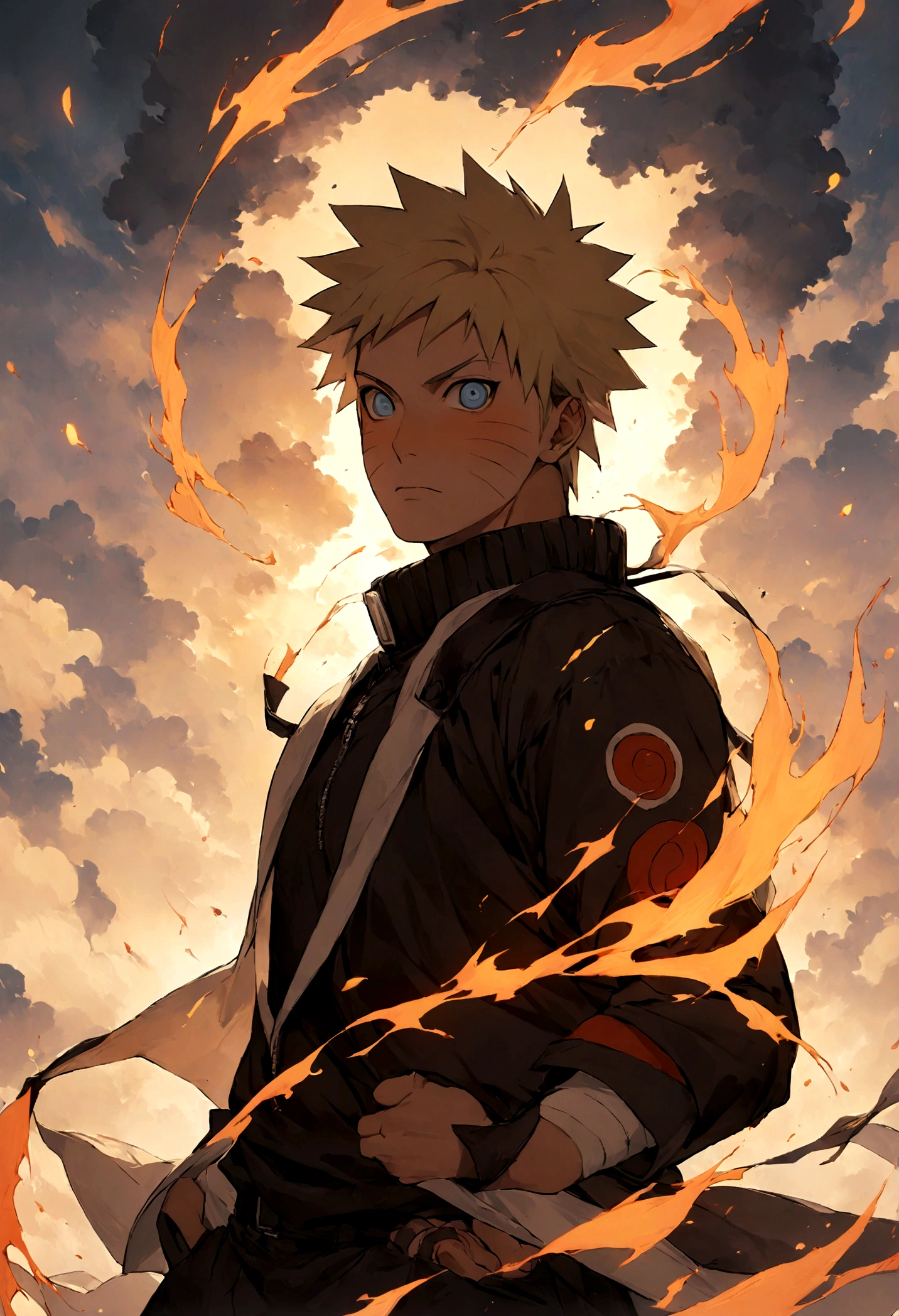 1 boy, Men's Center, naruto uzumaki,naruto, masterpiece, highest quality, so beautiful,、cool、、strongest、inflammation、Ninja
