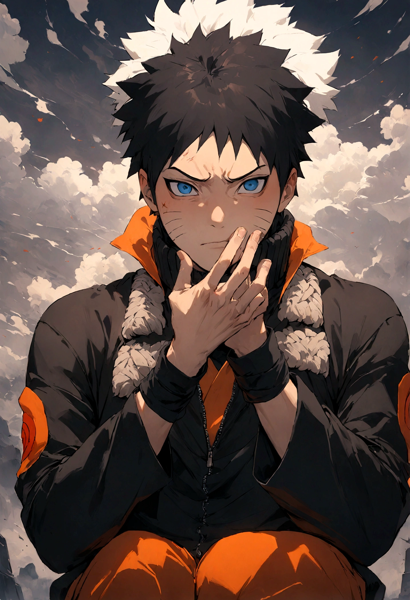 1 boy, Men's Center, naruto uzumaki,naruto, masterpiece, highest quality, so beautiful,、cool、、strongest、inflammation、Ninja