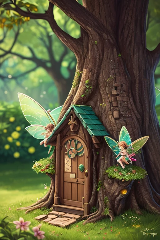 (((masterpiece))), whimsical, fantasy, deep in forest, starlight, (((tree cover))), fairytale BREAK magical tiny fairy door built into base of tree, tiny flowers, interesting details BREAK (((tiny fairies))), partially open, behold the mystery, stunningly beautiful, highly detailed, absurdes, bokeh