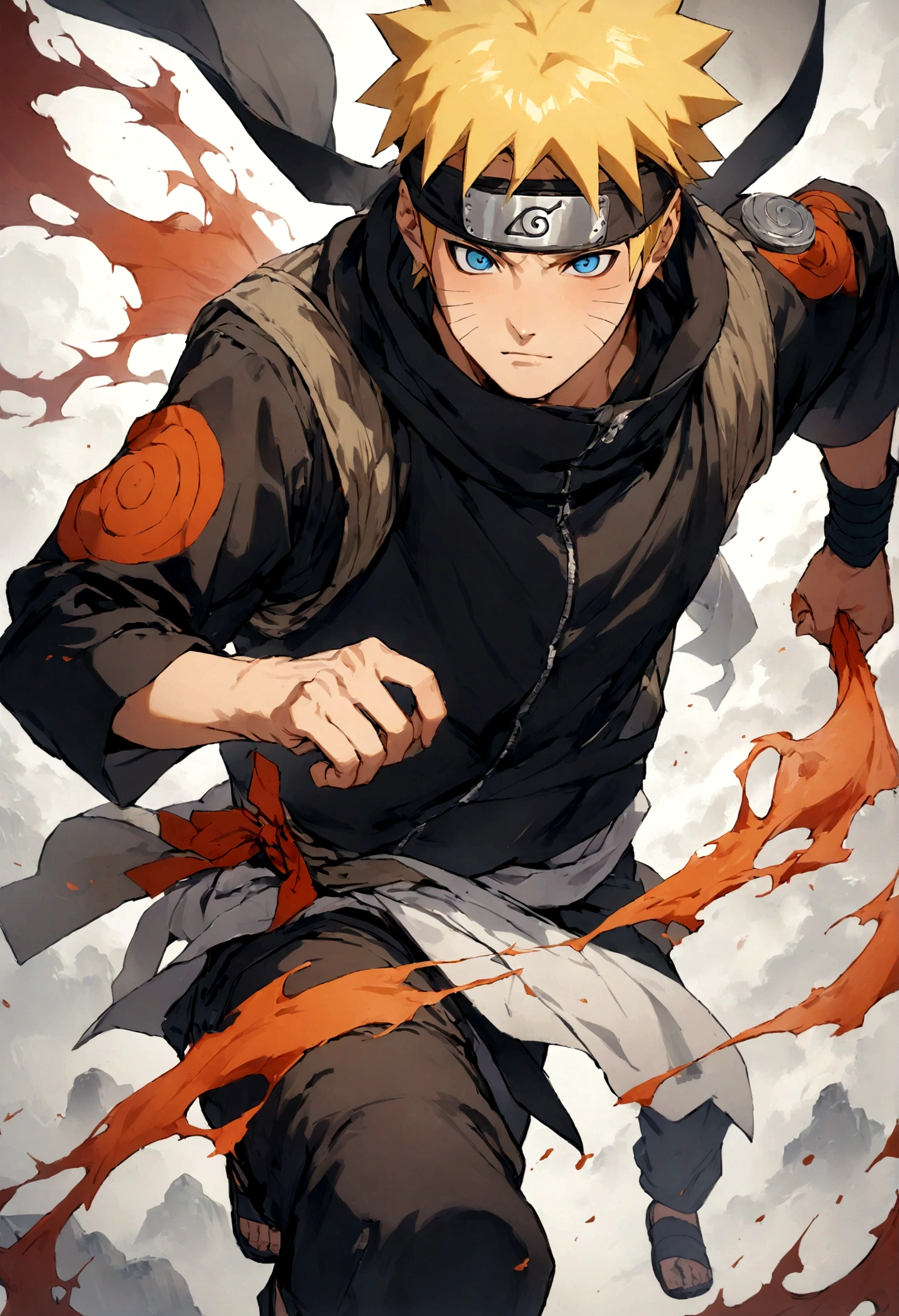 1 boy, Men's Center, naruto uzumaki,naruto, masterpiece, highest quality, so beautiful,、cool、、strongest、inflammation、Ninja、inflammationの九尾