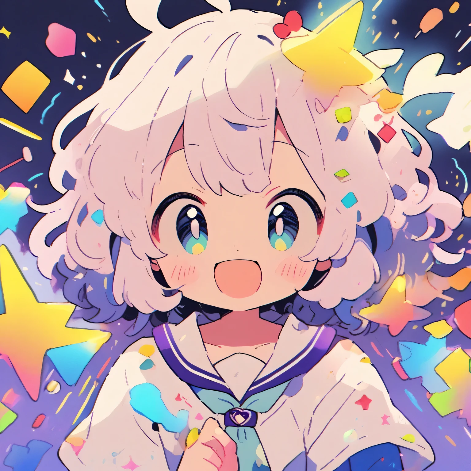 (2females:2.0),2females\((chibi),,cute,kawaii,age of 10r,hair floating,hair color cosmic,big eyes,eye color cosmic,white skin,cute clothes,big smile,(cute action pose),dynamic pose\), BREAK ,,background\(cute,Illuminated electric circuits,electric server room\), BREAK ,quality\(8k,wallpaper of extremely detailed CG unit, masterpiece,hight resolution,top-quality,top-quality real texture skin,hyper realisitic,increase the resolution,RAW photos,best qualtiy,highly detailed,the wallpaper,cinematic lighting,ray trace,golden ratio\),cute angle,close up female,(symmetry:0.3)