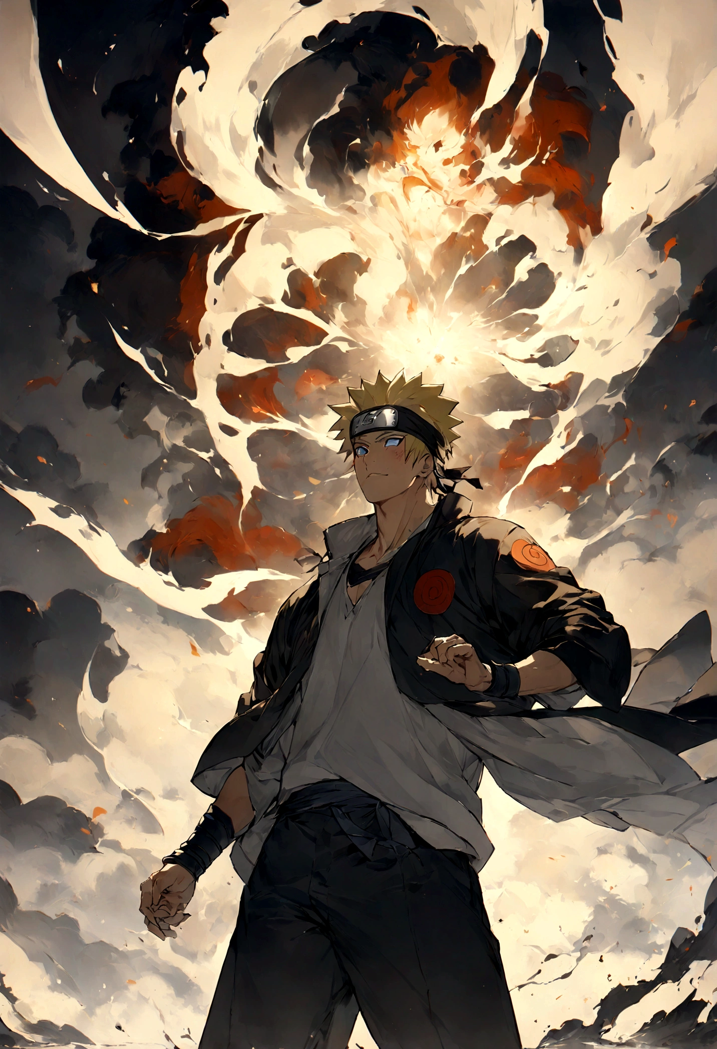 1 boy, Men&#39;s Center, naruto uzumaki,naruto, masterpiece, highest quality, so beautiful,、cool、、strongest、inflammation、Ninja、inflammationの九尾