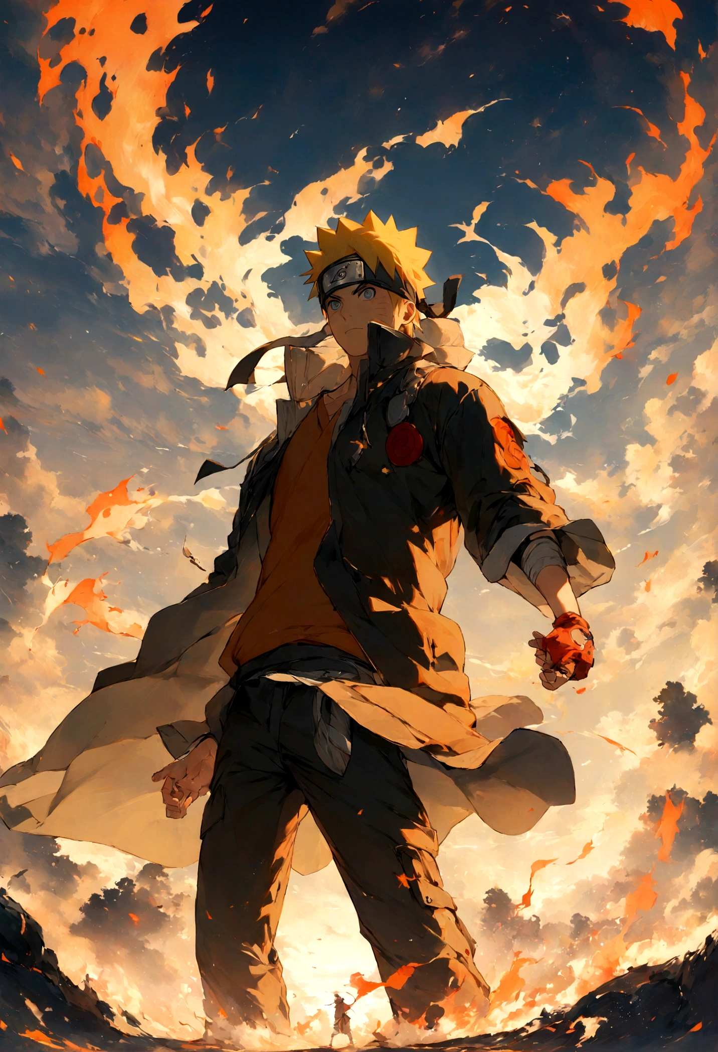 1 boy, Men&#39;s Center, naruto uzumaki,naruto, masterpiece, highest quality, so beautiful,、cool、、strongest、inflammation、Ninja、inflammationの九尾