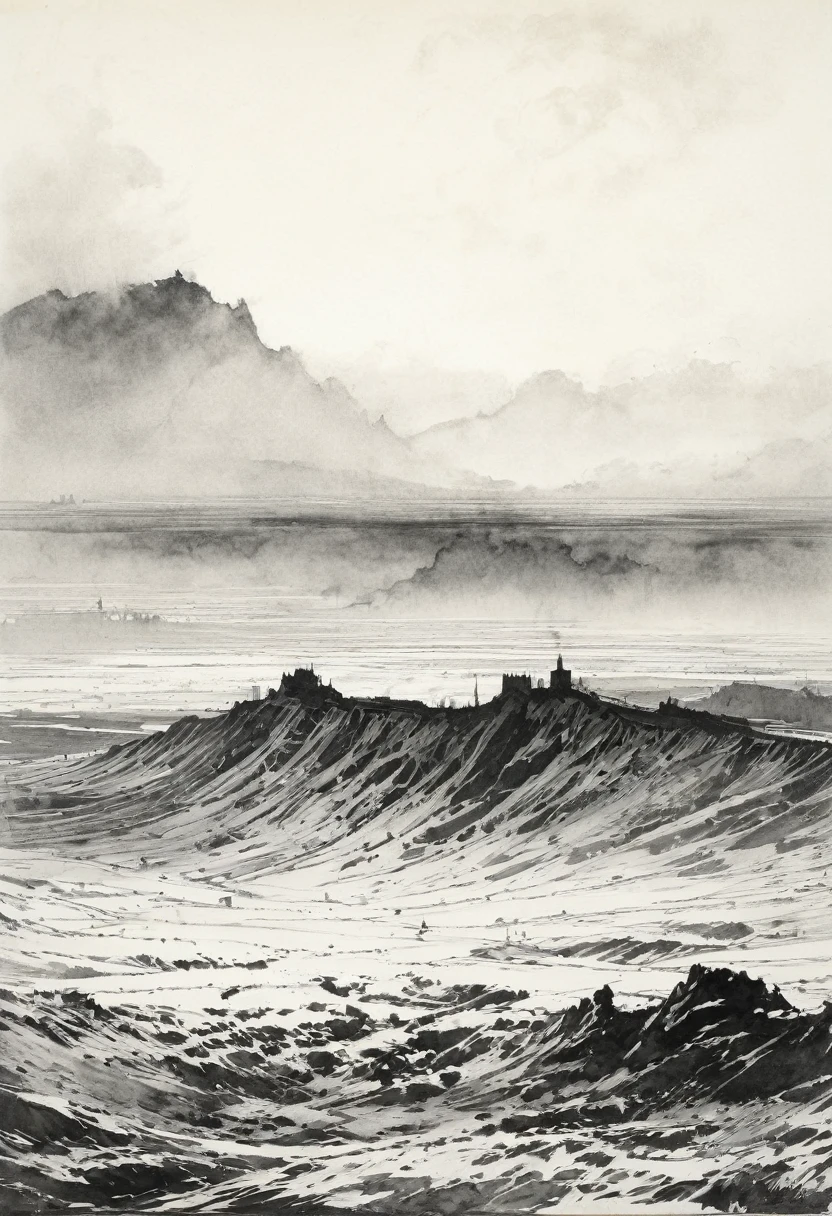 neck Tattoo, from above, detailed background, by Norman Ackroyd, best quality, masterpiece, very aesthetic, perfect composition, intricate details, ultra-detailed