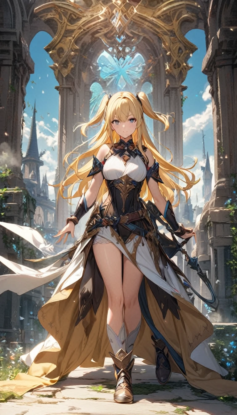 1girl,two side up,long hair,blonde hair,medium breasts,fantasy,