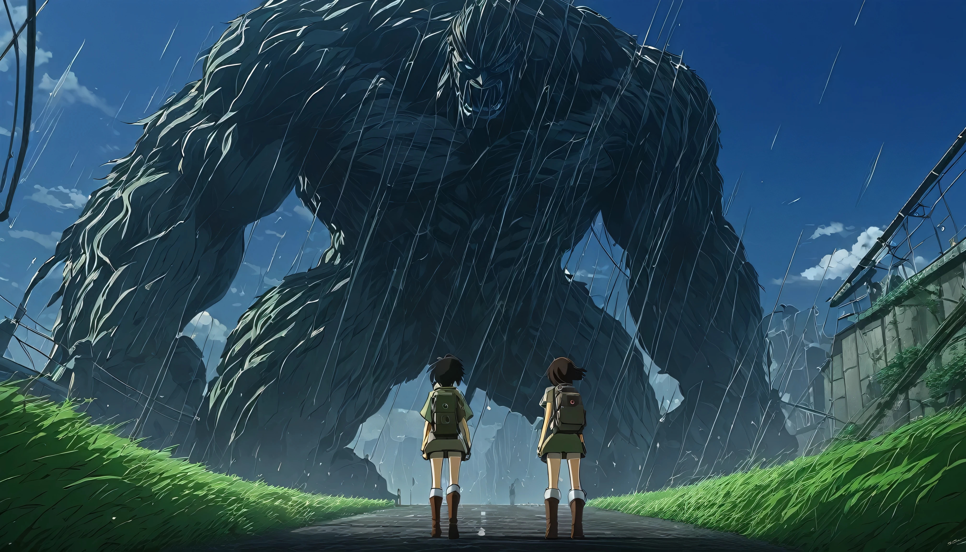 Attack on Titan, Angry Giants, Dark and gritty, Studio Ghibli, Anime key visual, by makoto shinkai, Dark color, complicated, 8K resolution concept art, Natural light, Beautiful composition