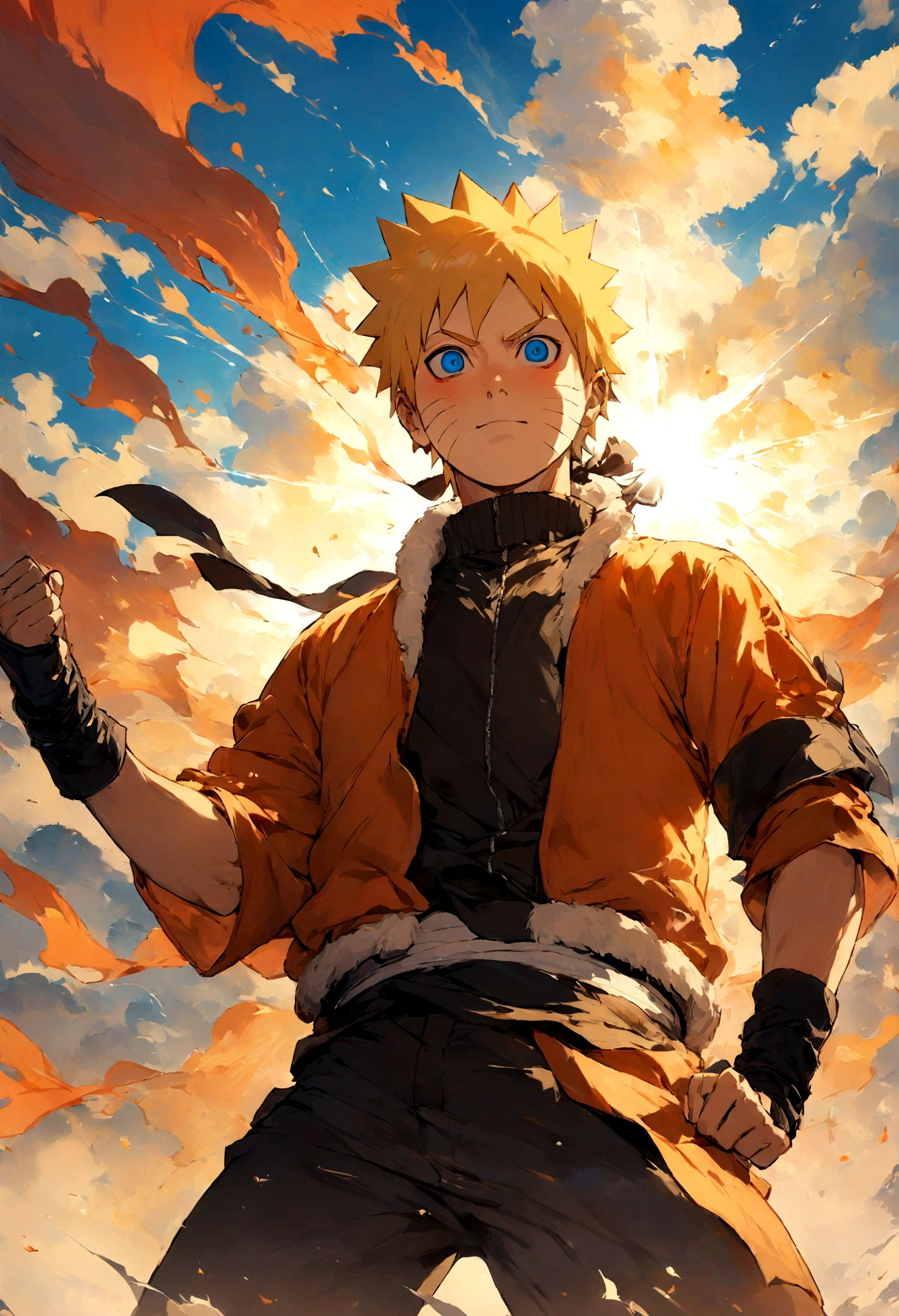 1 boy, Men&#39;s Center, naruto uzumaki,naruto, masterpiece, highest quality, so beautiful,、cool、、strongest、inflammation、Ninja、inflammationの九尾、flare up