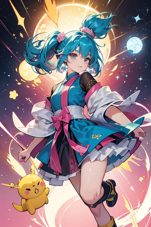 Kandentchi appears as a battery on its side, with two small feet, two antennas, and plus (+) and minus (-) symbols for cheeks. In the original art, Kandentchi was depicted as being blue, but Bandai's art features her as yellow. Kandentchi's mouth and antennas were yellow in her original artwork, but made pink in the Bandai artwork. SPARKLE; GLITTER