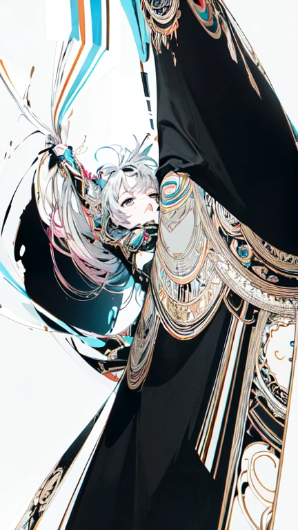 leaning back with hands out in the air,girl、high school girl、(masterpiece, highest quality, official art:1.2), (flat color:1.5),(colorful),looking at the viewer,1 girl,alone, white background, ,(2D:1.5) ,NSFW