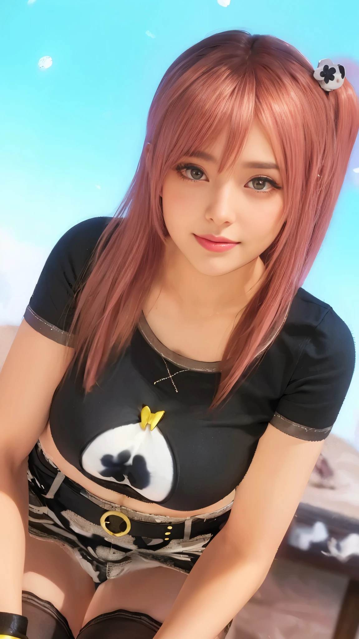 beautiful eyes,beautiful woman,Smile,breast enlargement,Big breasts,A Plump chest,Plum,Big breasts,breasts too big,Overmuch,Realistic style,deep understanding,Perfect body,big eyes,beautiful hair,,Latte,half naked,clothes in tatters,livestock,bedroom,Pretend to sleep,Smile,White and tender skin,smile happily,clothes in tatters,huge ,pink hair