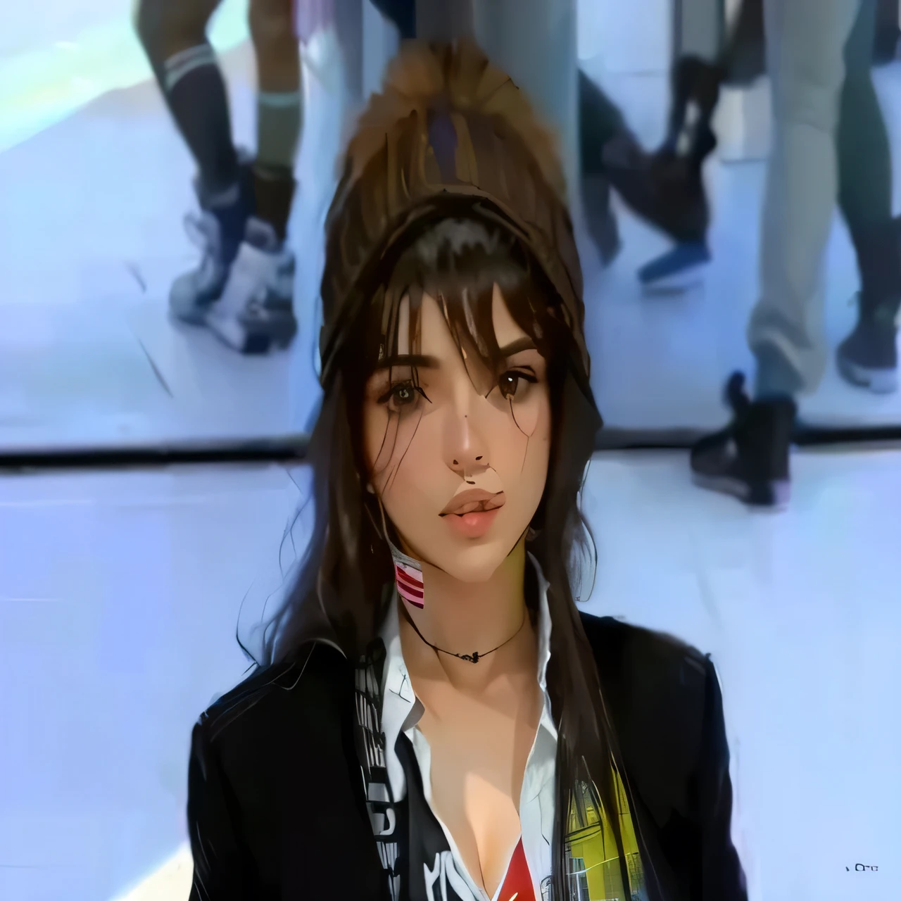 Mujer con chaqueta negra y bufanda parada frente a una pantalla., meni chatzipanagiotou, Derevschikova, Nadezhda Tikhomirova, mina petrovic, marta sirko, carola rubio, Mirka Andolfo, nika maisuradze, svetlana belyaeva, sanja stikovic
