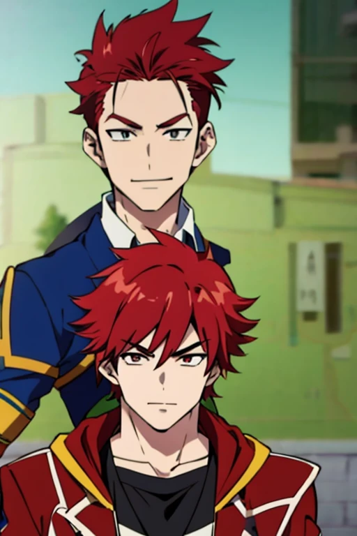 Brave,male,Handsome,anime,Red hair,Thick eyebrows,A kind smile