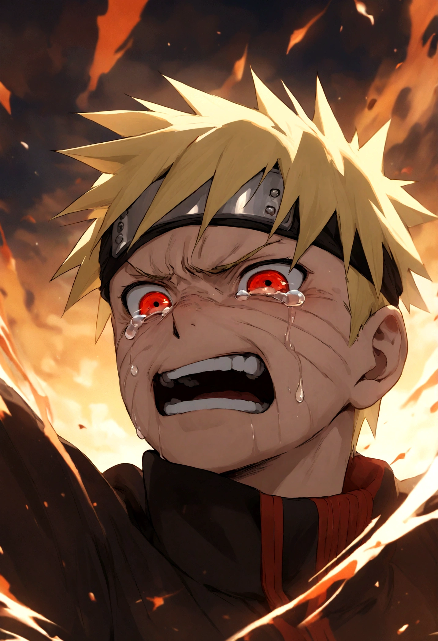 Naruto,uzumaki naruto、Crying face、Red eyes