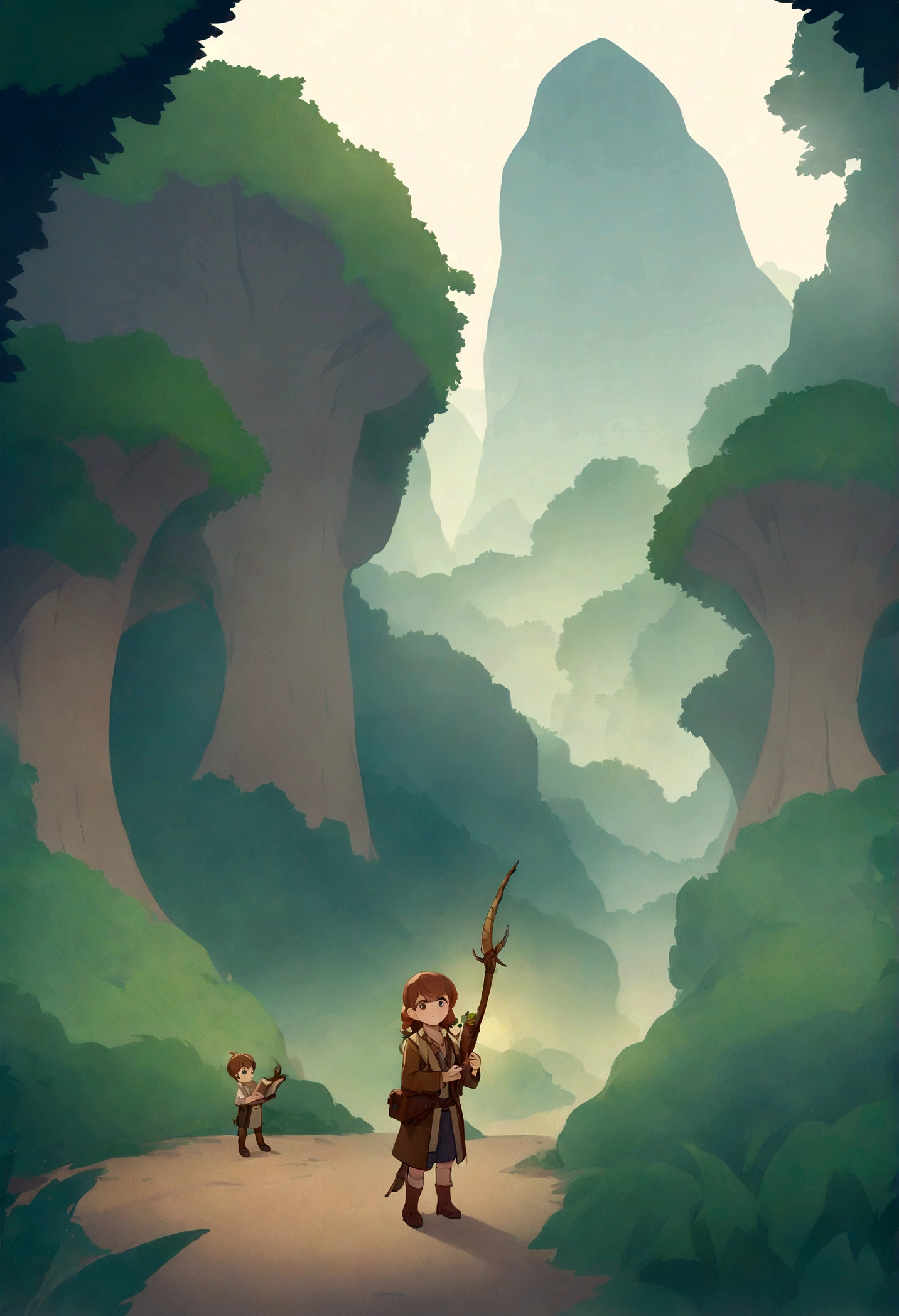 cartoon pinoccio standing in the middle of a jungle, illustration de livro infantils, illustration de livro infantils, illustration de livro infantils, pinoccio, illustration para crianças, explorador feminino mini  bonito, illustration de livro , illustration for book , Arte em Artstation, illustration de estilo cartoon, illustration de livro , illustration oficial do personagem, arte conceitual do menino solteiro, illustration , imagens flat