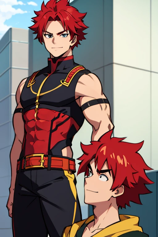 Brave,male,Handsome,anime,Red hair,Thick eyebrows,A kind smile