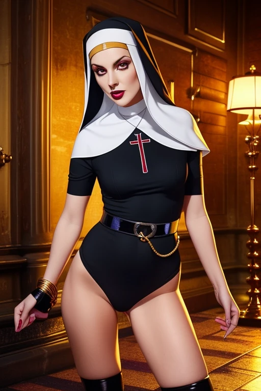 Personagem vampira xman,
Anime realistic nun, dominante, Pernas grossas, cintura fina, seios enormes, muito mais voluptuoso, mais musculoso, muito mais lascivo, bunda de montaria, exitada, chicote, bitch, apocalyptic cyberpunk, sensual , perna aberta , cena de ritual , gold and mystical erotica