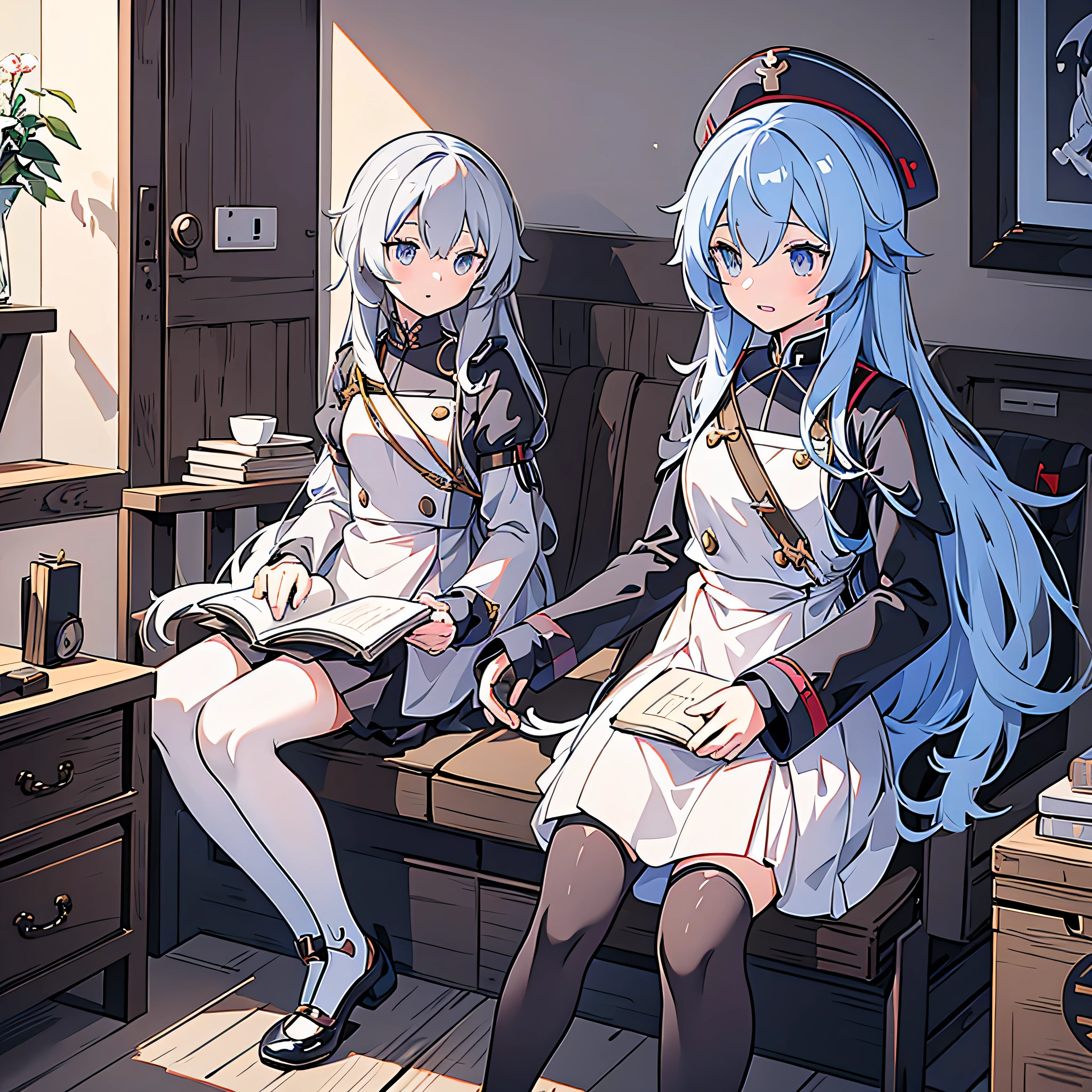 anime girl in uniform with a hat and a book, anime maid ss military, female anthropomorphic wolf, marisa kirisame, infantry girl, in black military uniform, sh, in black uniform, inspired by Li Chevalier, soldier girl, top rated on pixiv, girls' last tour, from girls frontline, female anime character, anime character