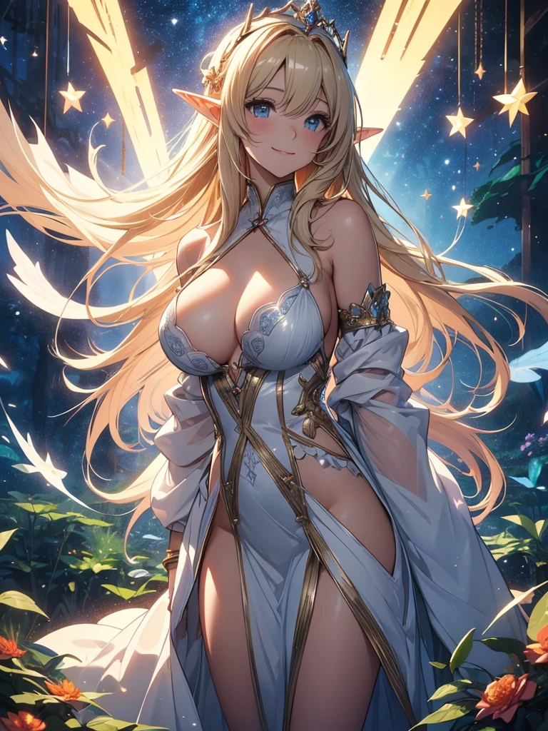 最high quality、1 womanエルフ NP: Worst quality ,Flower fractal art Beautiful side shot, radiance,High-definition depiction, Realistic, 8k, Unity, Wide Shot, light smile, Beautifully and vividly drawn, , Beautiful, beautiful, clear skin、sexy see-through bodystocking,Countless rays of light pouring down, Swirling Light, big background, Raise one arm above your head, Intense light is emitted from the magic circle in front of the girl. forest、Lots of leaves、Green leaves、flower、
Romanticism,Cowboy Shot: The most beautiful form of chaos, Mr..々color, Intertwined flowers, Particle,magical gentle light,smile,sexy,image quality、masterpiece、Beautiful Face、Super beautiful elf woman((Big breasted 22 year old office lady、Nipples、Bust 100,Beautiful long ironed hair 、Blonde hair,height: 165cm。、sexy、Esbian、、high quality、、background((Star Narski)))、Starry Sky、Visual art、Written boundary depth、、Elf Ears、、universe、Happy smile、Gentle light、Elf forest、elegant、ticker beautiful decorative、、magic、forest、Beautiful tiara、Beautiful bed、Beautiful Landscape、A kind smile、wonderful、Fluttering petals、Dance happily、、Cultivate fantasy、、Mystery light Lots of flowers、、art、forest, palace, art,mystery,Ultra-high resolution,atmosphere
