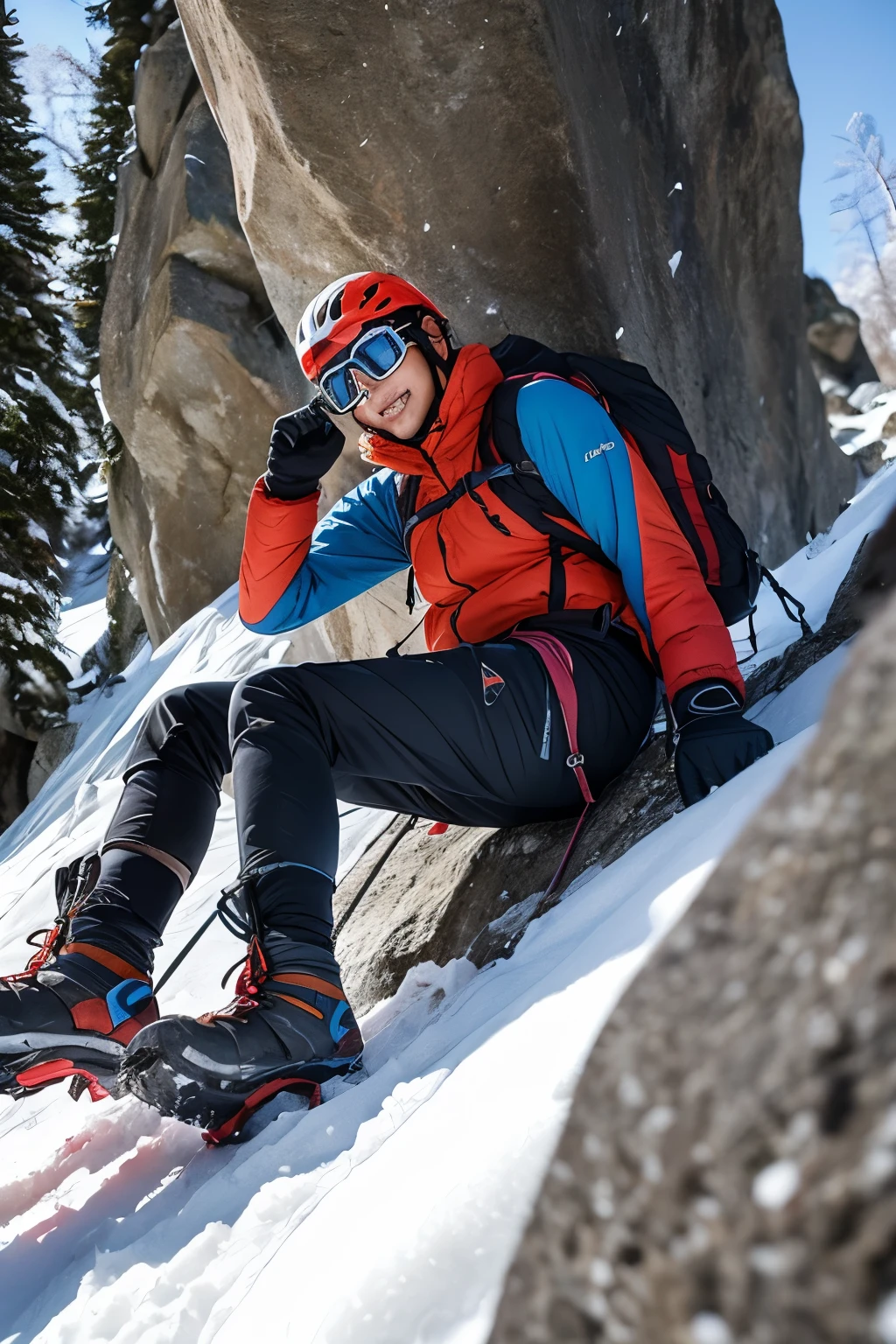 Himalayan climbing、 ◦ Equipment: cold weather clothing、gloves、hat、sunglasses、goggles。 ◦ Hiking boots、Crampons、Helmet、Supporter、