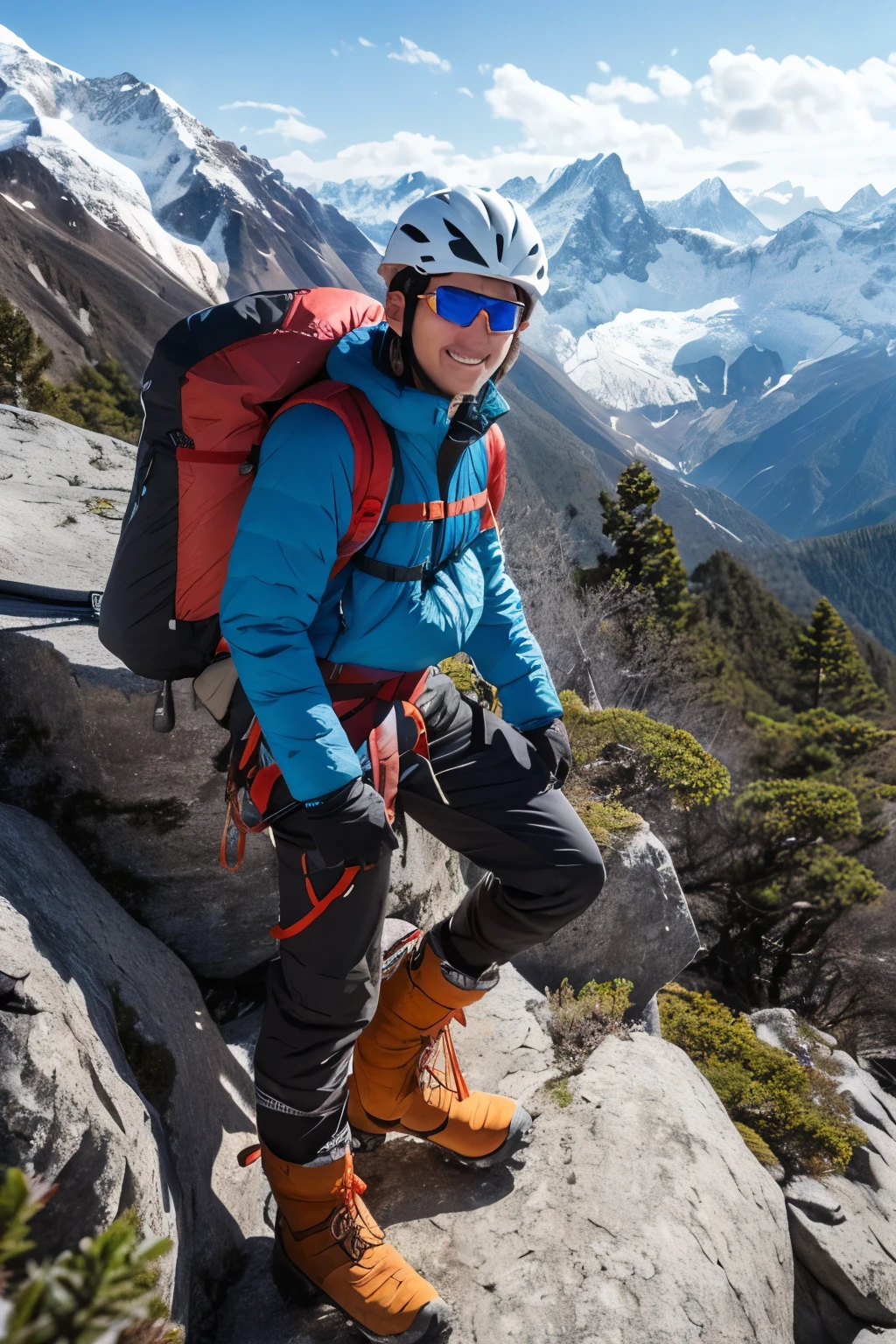 Himalayan climbing、 ◦ Equipment: cold weather clothing、gloves、hat、sunglasses、goggles。 ◦ Hiking boots、Crampons、Helmet、Supporter、