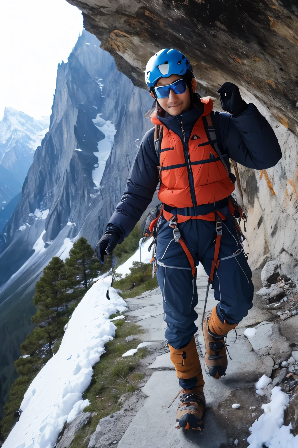 Himalayan climbing、 ◦ Equipment: cold weather clothing、gloves、hat、sunglasses、goggles。 ◦ Hiking boots、Crampons、Helmet、Supporter、