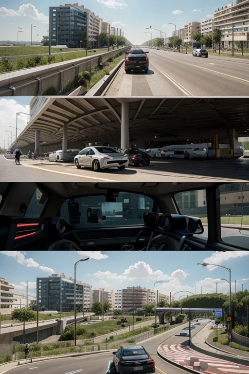 proyectos futuros, renderizados de planes urbanos, y personas usando diversos modos de transporte