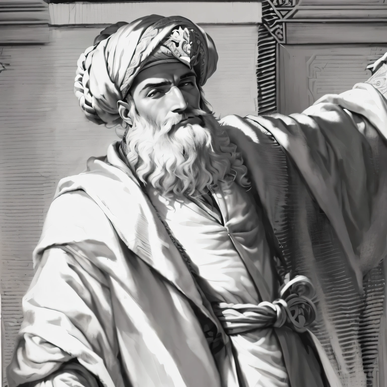 arafed image of a man with a beard and a robe, hermes trismegistus, inspired by Kamāl ud-Dīn Behzād, abraham teerlink, portrait of bedouin d&d, ottoman sultan, by Kamāl ud-Dīn Behzād, by Abraham Begeyn