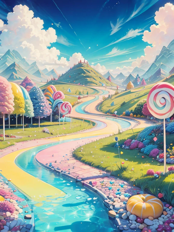 masterpiece, highest quality, Very detailed, 16k, Ultra-high resolution, candyland, full background