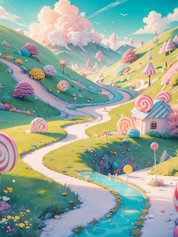 masterpiece, highest quality, Very detailed, 16k, Ultra-high resolution, candyland, full background