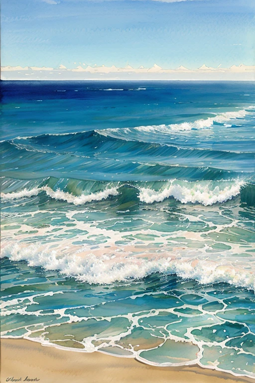 Ocean painted in watercolor